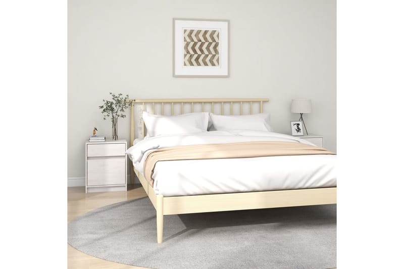 Sängbord 2 st vit 40x31x50 cm massivt furu - Vit - Möbler - Bord & matgrupper - Avlastningsbord - Sängbord & nattduksbord