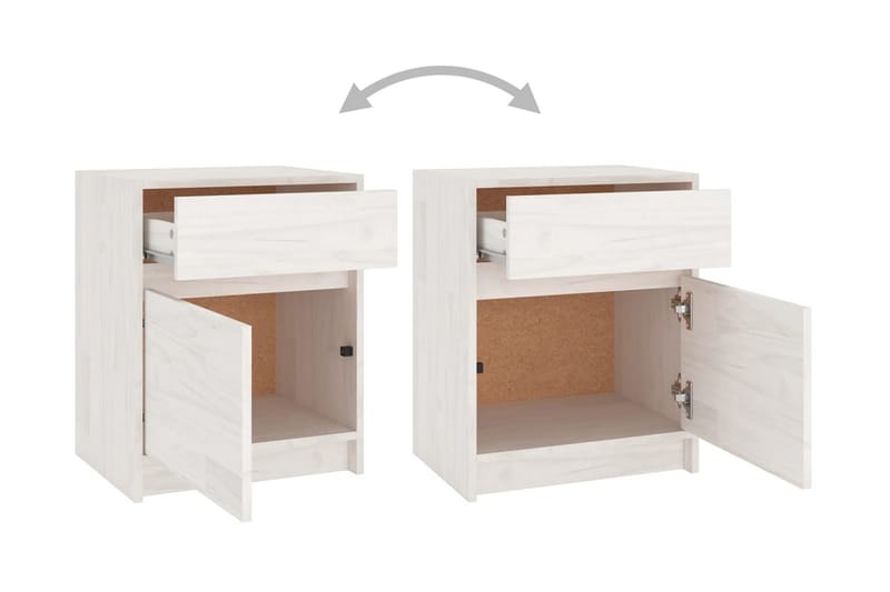 Sängbord 2 st vit 40x31x50 cm massivt furu - Vit - Möbler - Bord & matgrupper - Avlastningsbord - Sängbord & nattduksbord