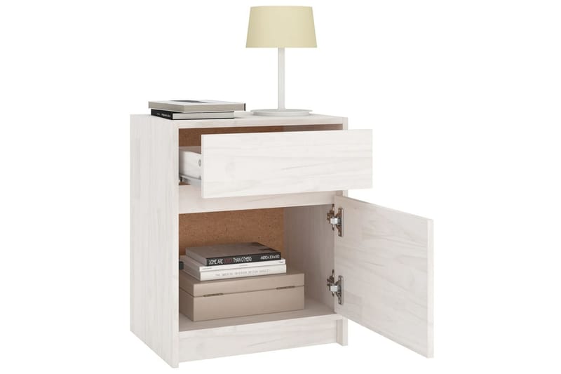 Sängbord 2 st vit 40x31x50 cm massivt furu - Vit - Möbler - Bord & matgrupper - Avlastningsbord - Sängbord & nattduksbord