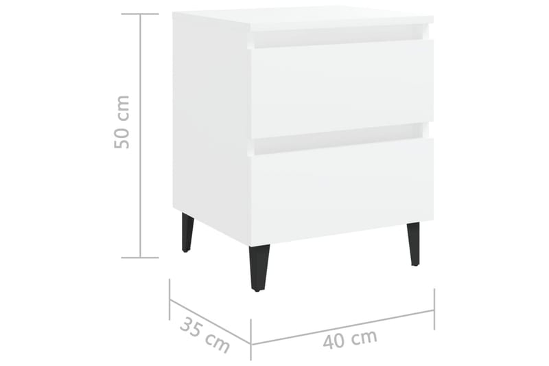 Sängbord 2 st vit 40x35x50 cm spånskiva - Vit - Sängbord & nattduksbord