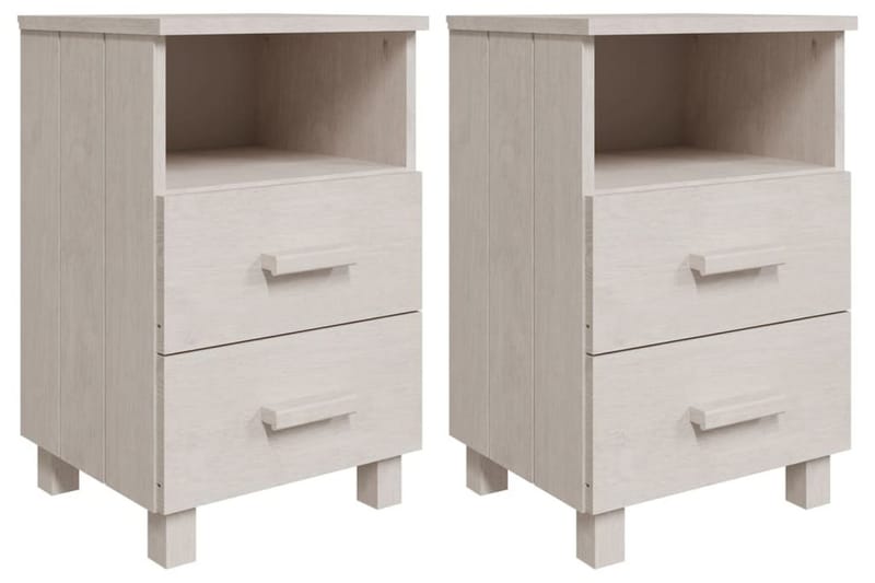Sängbord 2 st vit 40x35x62 cm massiv furu - Vit - Möbler - Bord & matgrupper - Avlastningsbord - Sängbord & nattduksbord