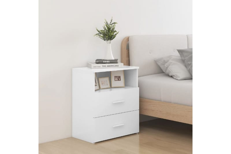 Sängbord 2 st vit 50x32x60 cm spånskiva - Vit - Sängbord & nattduksbord