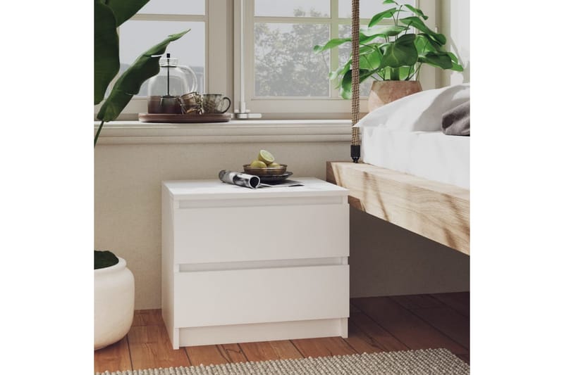 Sängbord 2 st vit 50x39x43,5 cm spånskiva - Vit - Sängbord & nattduksbord
