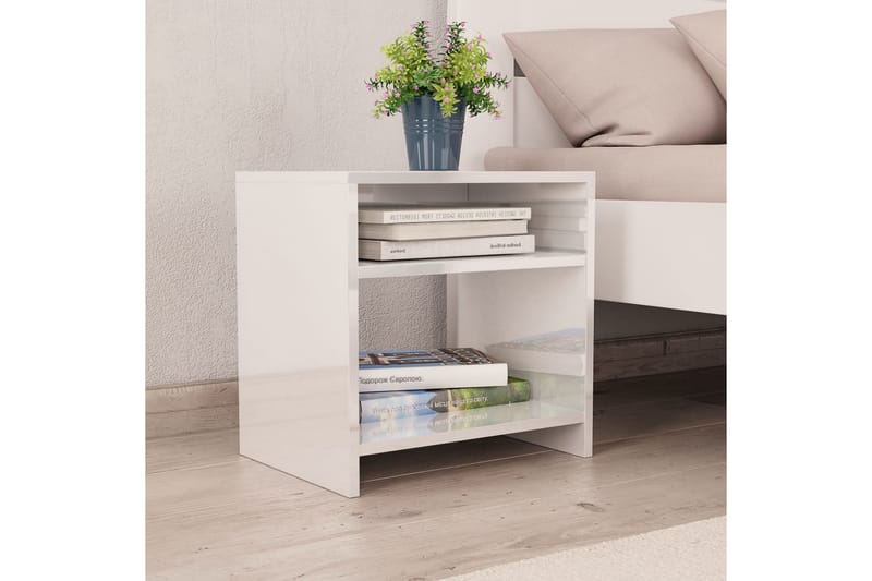 Sängbord 2 st vit högglans 40x30x40 cm spånskiva - Vit - Möbler - Bord & matgrupper - Avlastningsbord - Sängbord & nattduksbord