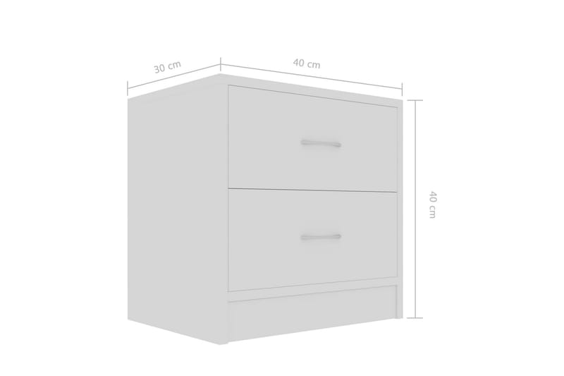 Sängbord 2 st vit högglans 40x30x40 cm spånskiva - Vit - Sängbord & nattduksbord