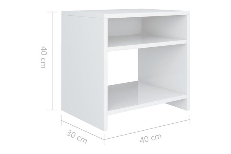 Sängbord 2 st vit högglans 40x30x40 cm spånskiva - Vit - Sängbord & nattduksbord