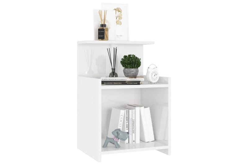 Sängbord 2 st vit högglans 40x35x60 cm spånskiva - Vit - Möbler - Bord & matgrupper - Avlastningsbord - Sängbord & nattduksbord