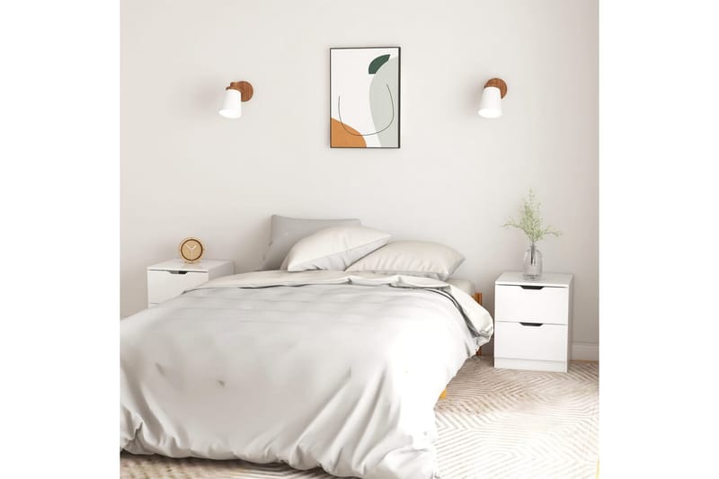 Sängbord 2 st vit högglans 40x40x50 cm spånskiva - Vit - Möbler - Bord & matgrupper - Avlastningsbord - Sängbord & nattduksbord