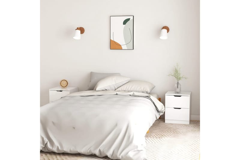 Sängbord 2 st vit högglans 40x40x50 cm spånskiva - Vit - Sängbord & nattduksbord