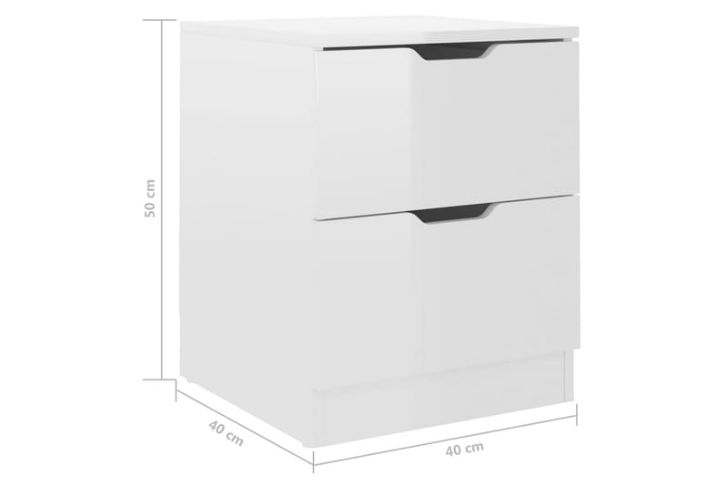 Sängbord 2 st vit högglans 40x40x50 cm spånskiva - Vit - Möbler - Bord & matgrupper - Avlastningsbord - Sängbord & nattduksbord