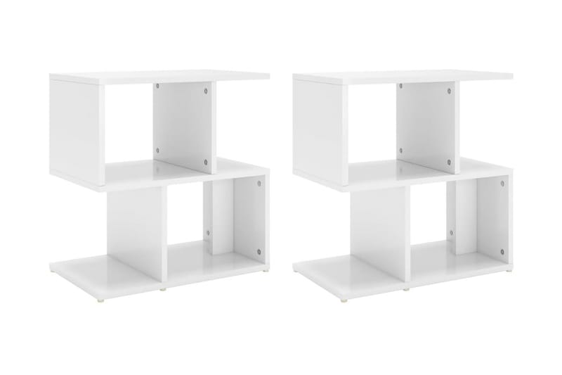 Sängbord 2 st vit högglans 50x30x51,5 cm spånskiva - Vit - Möbler - Bord & matgrupper - Avlastningsbord - Sängbord & nattduksbord