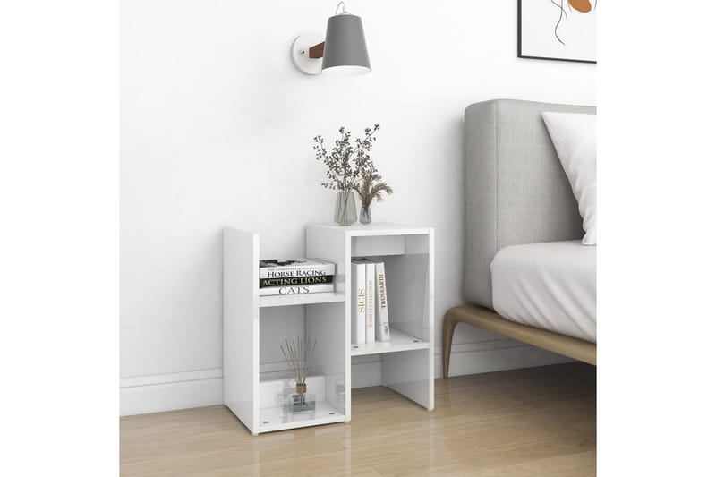 Sängbord 2 st vit högglans 50x30x51,5 cm spånskiva - Vit - Sängbord & nattduksbord