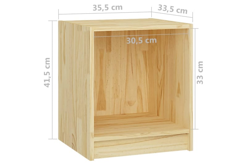 Sängbord 35,5x33,5x41,5 cm massiv furu - Brun - Möbler - Bord & matgrupper - Avlastningsbord - Sängbord & nattduksbord