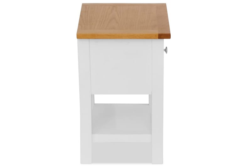 Sängbord 36x30x47 cm massiv ek - Vit - Möbler - Bord & matgrupper - Avlastningsbord - Sängbord & nattduksbord