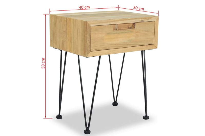 Sängbord 40x30x50 cm massiv teak - Brun - Möbler - Bord & matgrupper - Avlastningsbord - Sängbord & nattduksbord