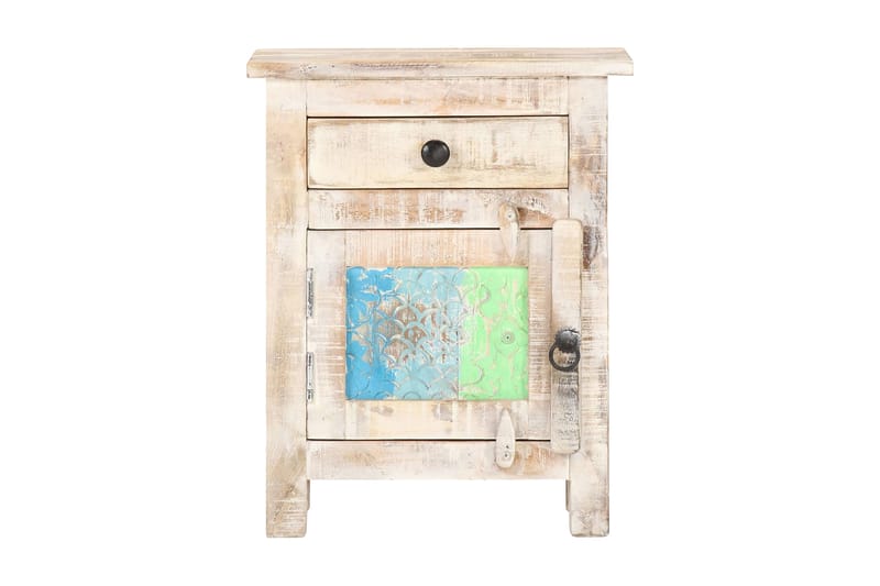 Sängbord 40x30x50 cm massivt grovt akaciatr�ä - Vit - Möbler - Bord & matgrupper - Avlastningsbord - Sängbord & nattduksbord