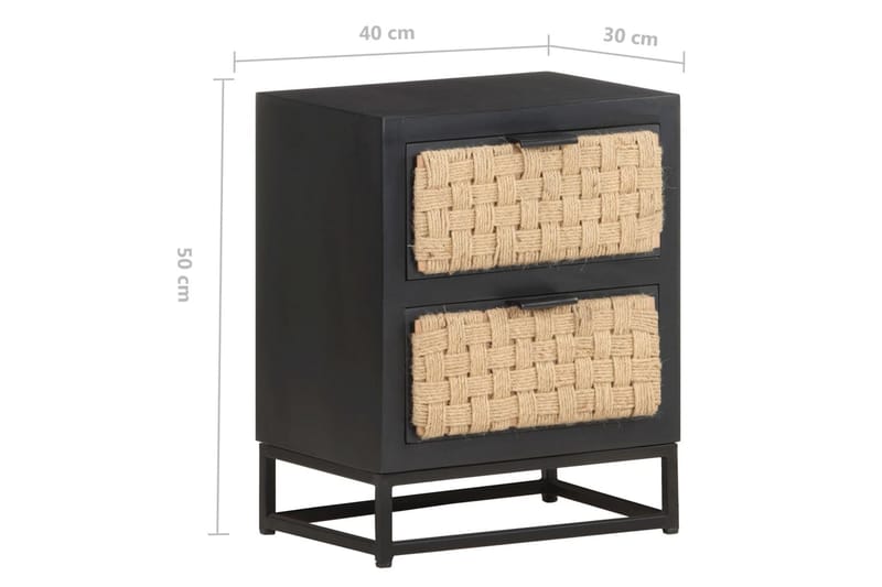 Sängbord 40x30x50 cm massivt mangoträ - Svart - Möbler - Bord & matgrupper - Avlastningsbord - Sängbord & nattduksbord