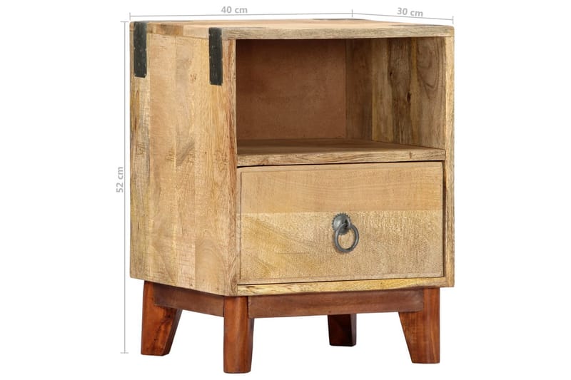 Sängbord 40x30x52 cm massivt robust mangoträ - Brun - Möbler - Bord & matgrupper - Avlastningsbord - Sängbord & nattduksbord