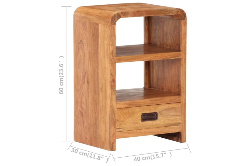 Sängbord 40x30x60 cm massivt akaciaträ sheshamfinish - Brun - Möbler - Bord & matgrupper - Avlastningsbord - Sängbord & nattduksbord