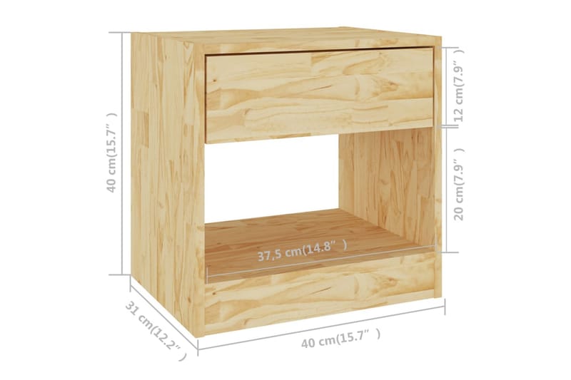 Sängbord 40x31x40 cm massiv furu - Brun - Möbler - Bord & matgrupper - Avlastningsbord - Sängbord & nattduksbord