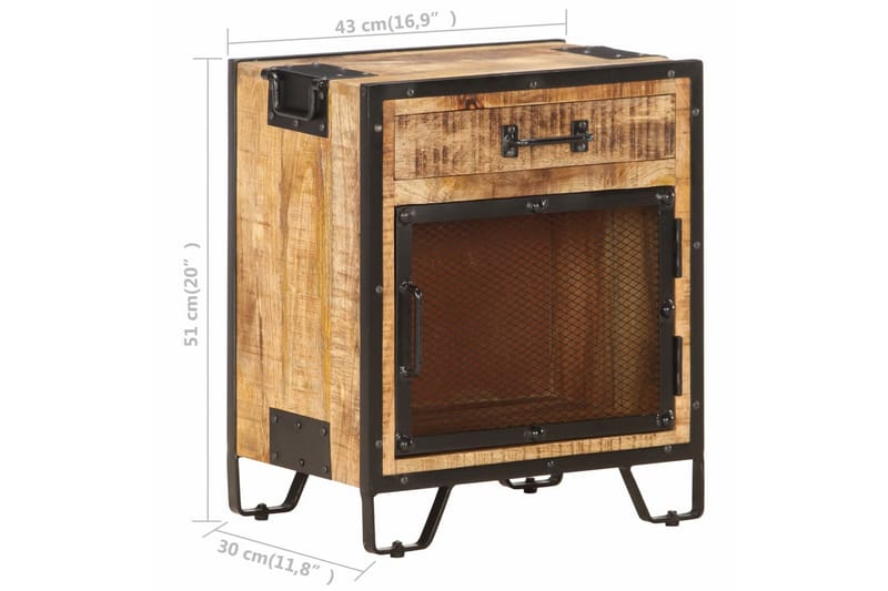 Sängbord 43x30x51cm massivt robust mangoträ - Brun - Möbler - Bord & matgrupper - Avlastningsbord - Sängbord & nattduksbord