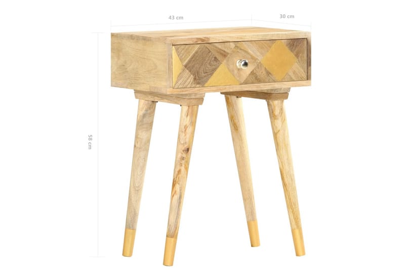 Sängbord 43x30x58 cm massivt mangoträ - Brun - Möbler - Bord & matgrupper - Avlastningsbord - Sängbord & nattduksbord
