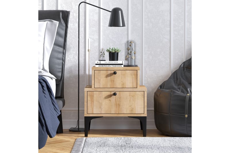 Sängbord 45 cm - Natur/Svart - Möbler - Bord & matgrupper - Avlastningsbord - Sängbord & nattduksbord