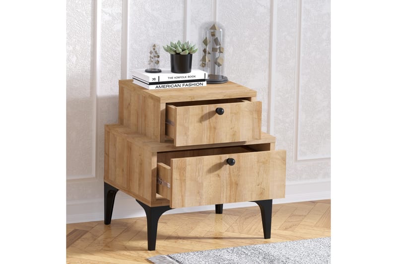 Sängbord 45 cm - Natur/Svart - Möbler - Bord & matgrupper - Avlastningsbord - Sängbord & nattduksbord