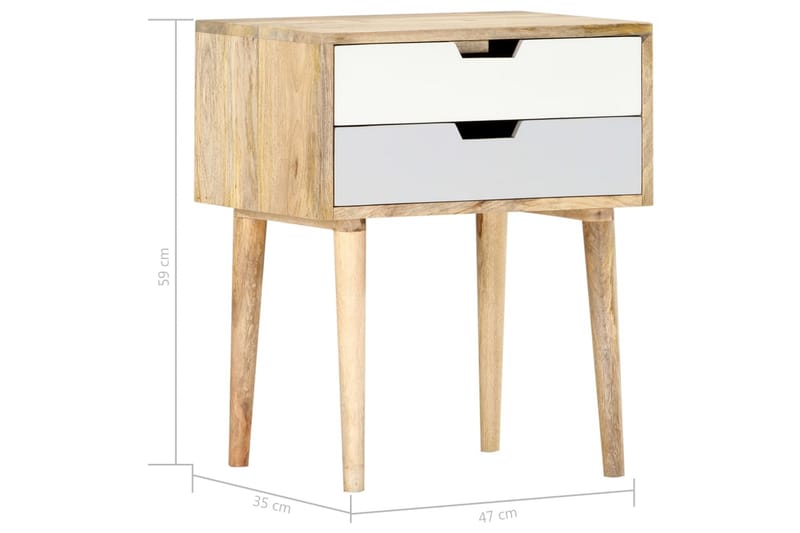 Sängbord 47x35x59 cm massivt mangoträ - Flerfärgad - Möbler - Bord & matgrupper - Avlastningsbord - Sängbord & nattduksbord