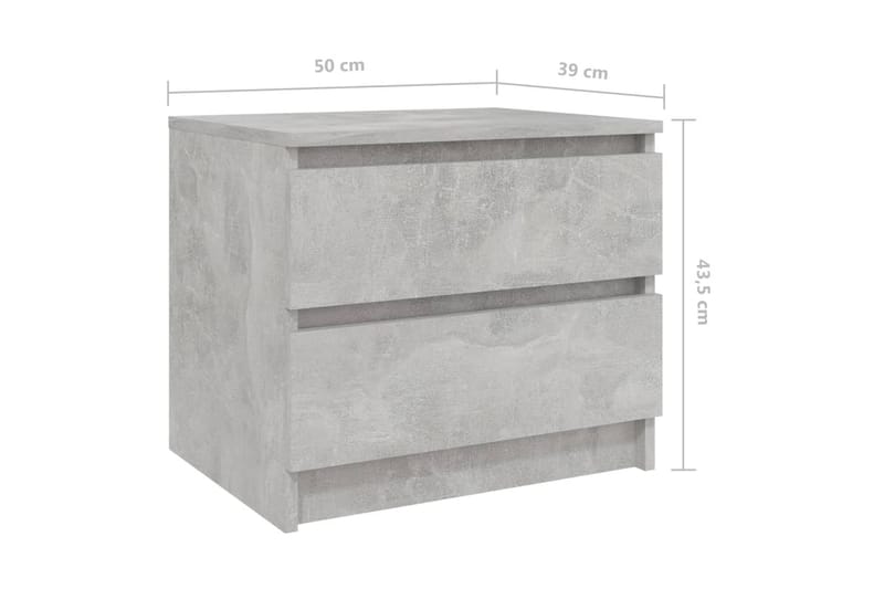 Sängbord betonggrå 50x39x43,5 cm spånskiva - Grå - Möbler - Bord & matgrupper - Avlastningsbord - Sängbord & nattduksbord