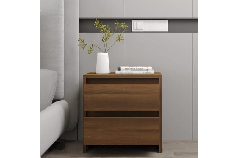 Sängbord brun ek 45x34,5x44,5 cm spånskiva - Brun - Möbler - Bord & matgrupper - Avlastningsbord - Sängbord & nattduksbord