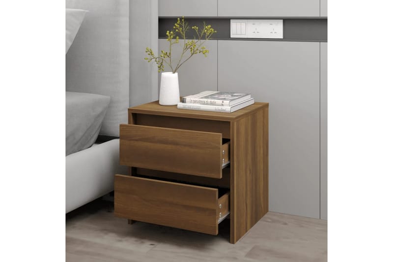 Sängbord brun ek 45x34,5x44,5 cm spånskiva - Brun - Möbler - Bord & matgrupper - Avlastningsbord - Sängbord & nattduksbord