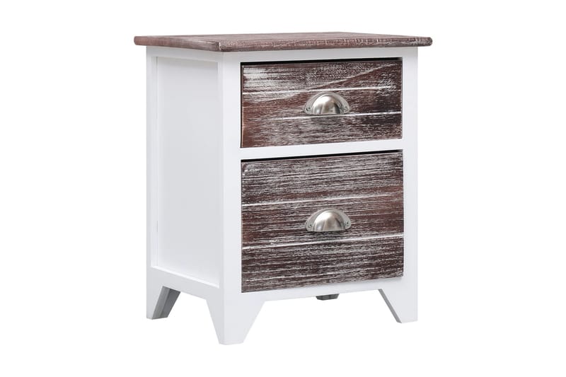 Sängbord brun och vit 38x28x45 cm paulownia - Brun - Möbler - Bord & matgrupper - Avlastningsbord - Sängbord & nattduksbord