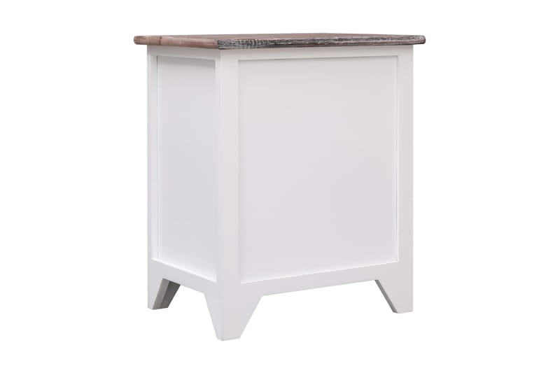 Sängbord brun och vit 38x28x45 cm paulownia - Brun - Möbler - Bord & matgrupper - Avlastningsbord - Sängbord & nattduksbord