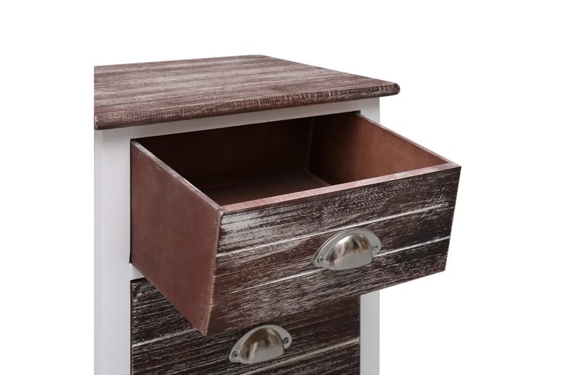 Sängbord brun och vit 38x28x45 cm paulownia - Brun - Möbler - Bord & matgrupper - Avlastningsbord - Sängbord & nattduksbord
