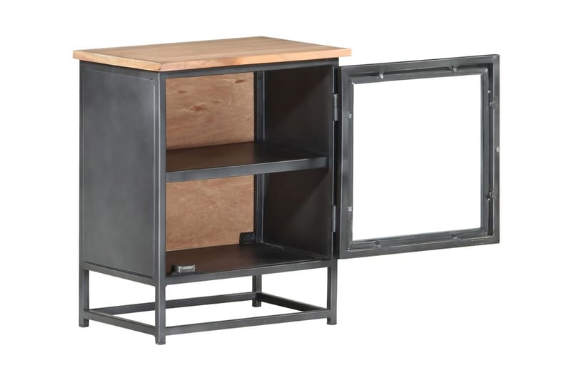 Sängbord grå 40x30x50 cm massivt akaciaträ - Grå - Sängbord & nattduksbord