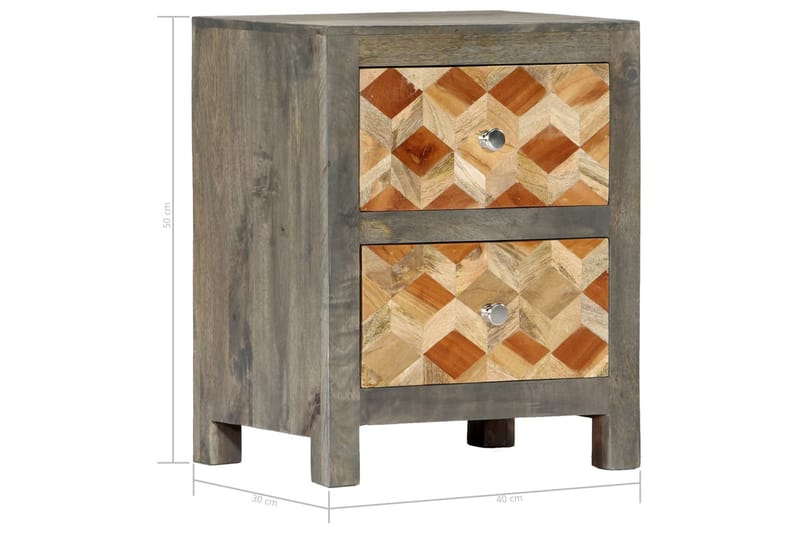 Sängbord grå 40x30x50 cm massivt mangoträ - Grå - Möbler - Bord & matgrupper - Avlastningsbord - Sängbord & nattduksbord