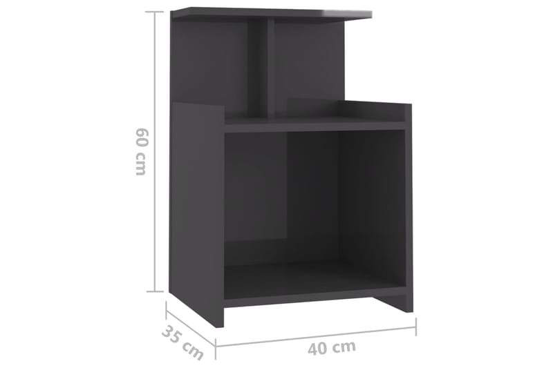 Sängbord grå högglans 40x35x60 cm spånskiva - Grå - Sängbord & nattduksbord