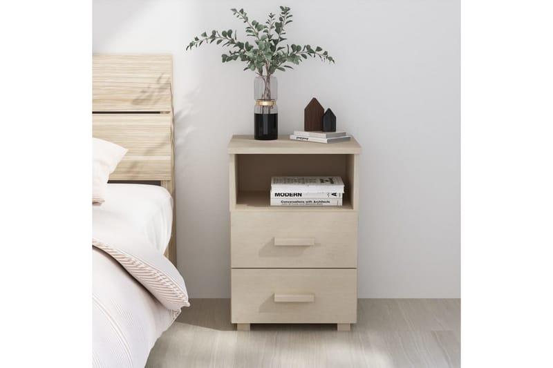 Sängbord honungsbrun 40x30x40 cm massiv furu - Brun - Möbler - Bord & matgrupper - Avlastningsbord - Sängbord & nattduksbord