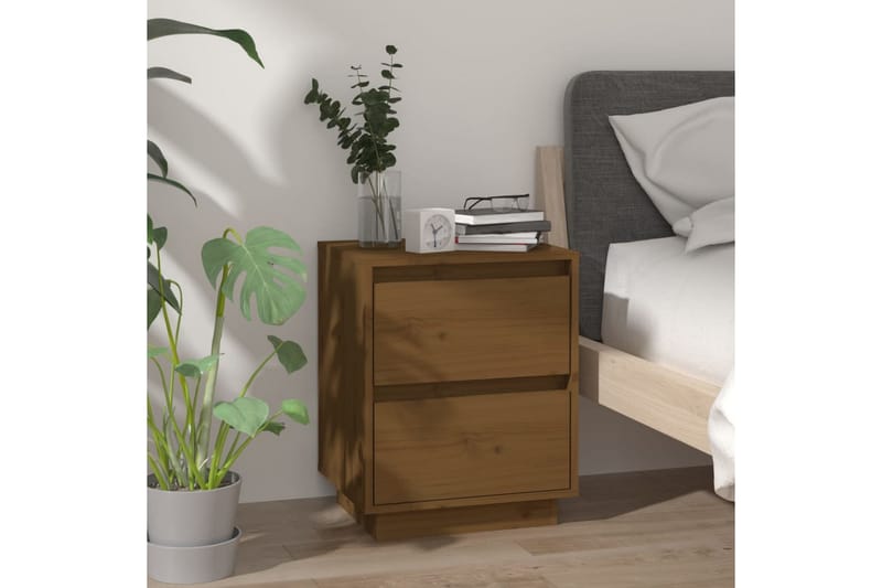 Sängbord honungsbrun 40x35x50 cm massiv furu - Brun - Sängbord & nattduksbord