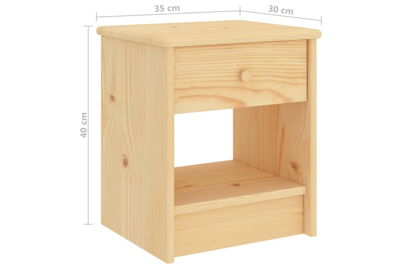 Sängbord ljust trä 35x30x40 cm massiv furu - Brun - Möbler - Bord & matgrupper - Avlastningsbord - Sängbord & nattduksbord
