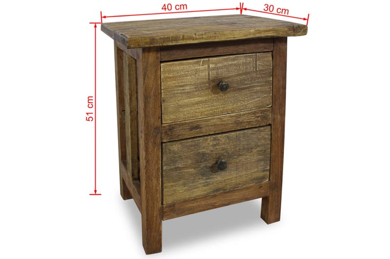 Sängbord massivt återvunnet trä 40x30x51cm - Brun - Möbler - Bord & matgrupper - Avlastningsbord - Sängbord & nattduksbord