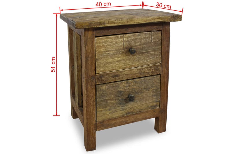 Sängbord massivt återvunnet trä 40x30x51cm - Brun - Sängbord & nattduksbord