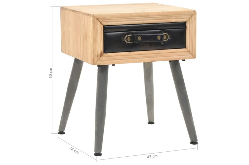 Sängbord massivt granträ 43x38x50 cm - Brun - Sängbord & nattduksbord