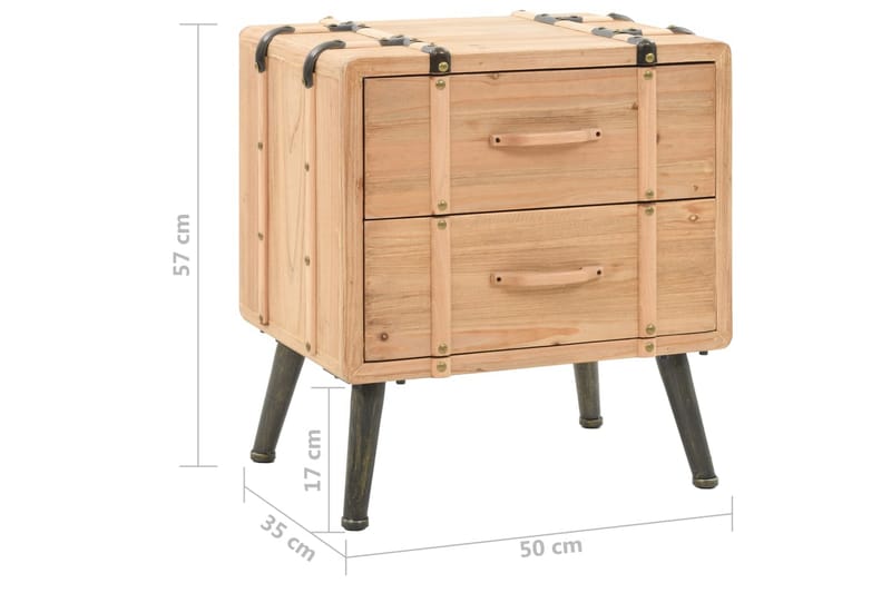 Sängbord massivt granträ 50x35x57 cm - Brun - Möbler - Bord & matgrupper - Avlastningsbord - Sängbord & nattduksbord