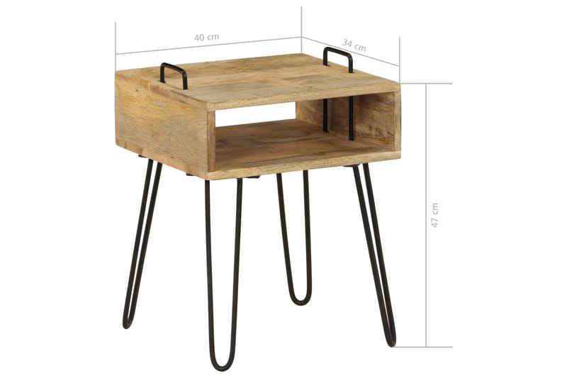 Sängbord massivt mangoträ 40x34x47 cm - Brun - Möbler - Bord & matgrupper - Avlastningsbord - Sängbord & nattduksbord