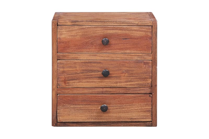 Sängbord med 3 lådor 35x25x35 cm massivt återvunnet trä - Brun - Möbler - Bord & matgrupper - Avlastningsbord - Sängbord & nattduksbord