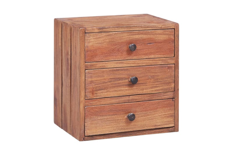 Sängbord med 3 lådor 35x25x35 cm massivt återvunnet trä - Brun - Möbler - Bord & matgrupper - Avlastningsbord - Sängbord & nattduksbord