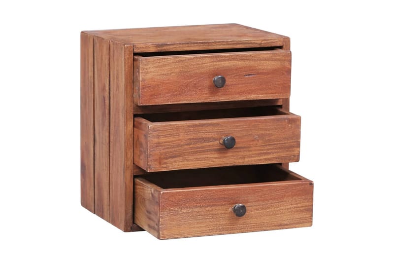 Sängbord med 3 lådor 35x25x35 cm massivt återvunnet trä - Brun - Möbler - Bord & matgrupper - Avlastningsbord - Sängbord & nattduksbord