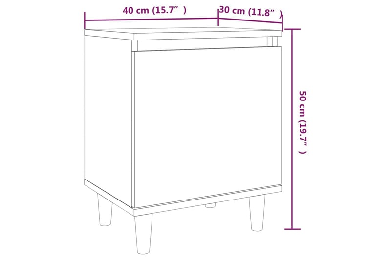 Sängbord med ben i massivt trä 2 st brun ek 40x30x50 cm - Brun - Möbler - Bord & matgrupper - Avlastningsbord - Sängbord & nattduksbord